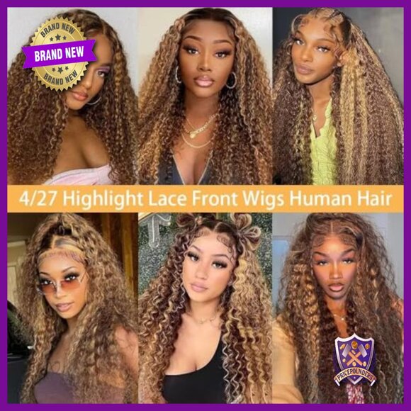 26 Inch Human Hair Lace Front Wig 200% Density Deep Wave Glueless